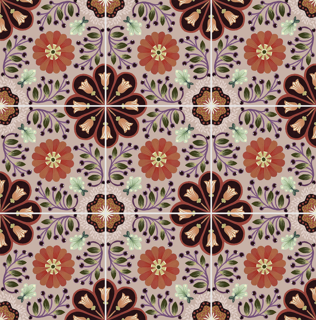 Bell ceramic tile showing pattern in repeat